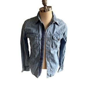 American Eagle Outfitters Womens Denim Button Down Shirt Light Wash S